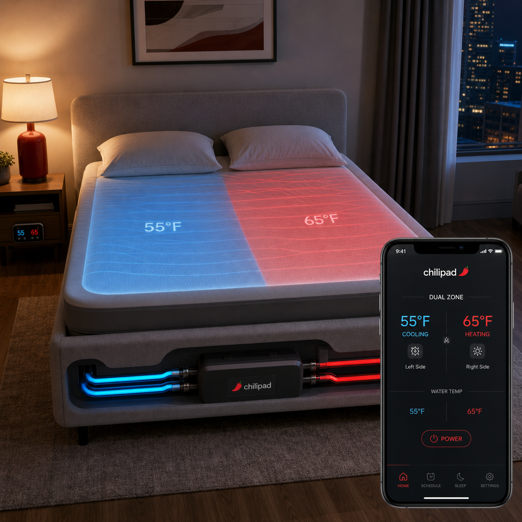 dual zone cooling smart bed illustration