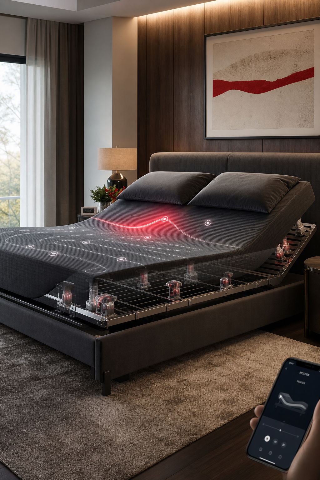 smart bed internal sensors and motors in a realistic setting.