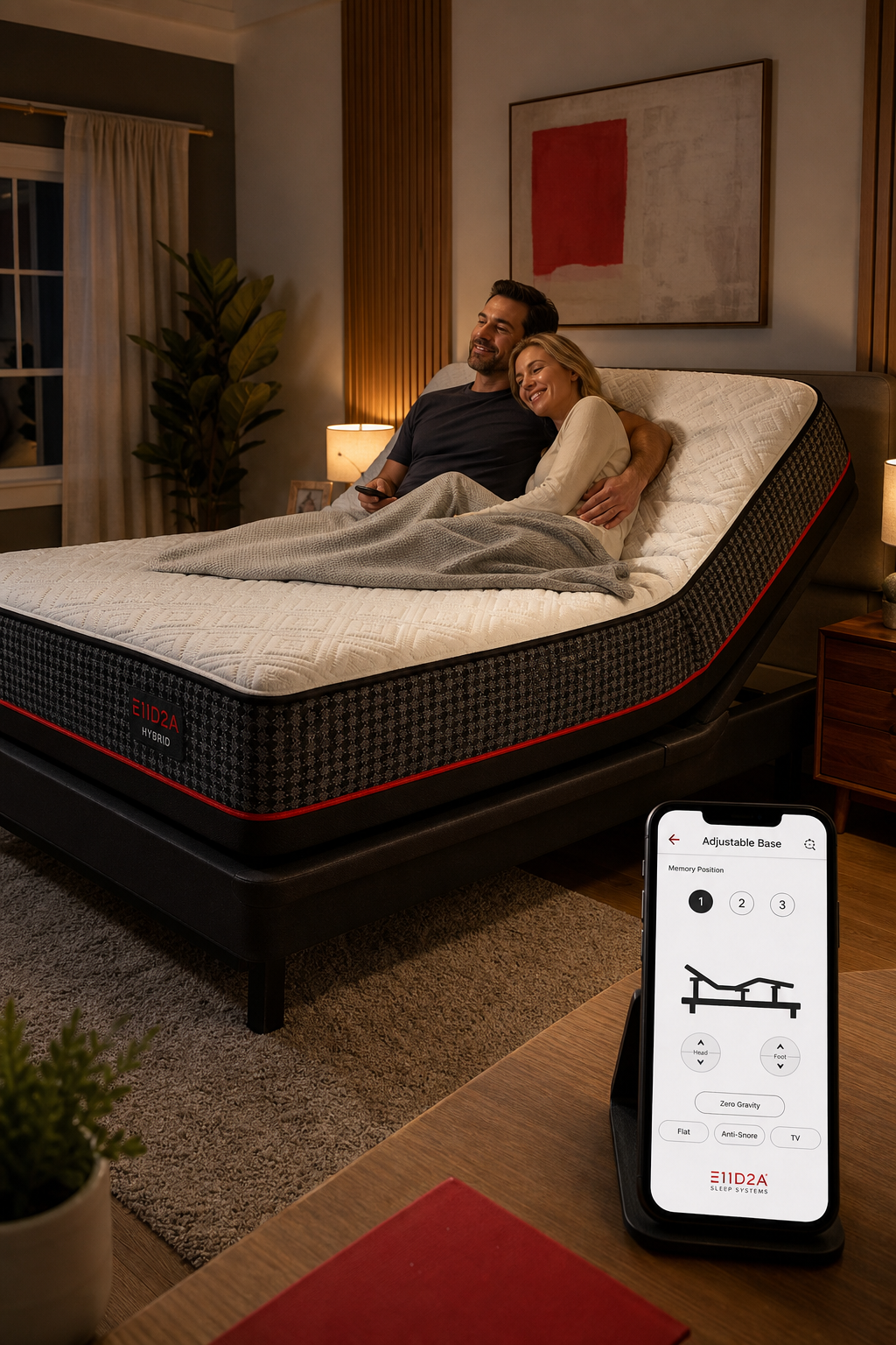 Smart Hybrid mattress with adjustable base and app