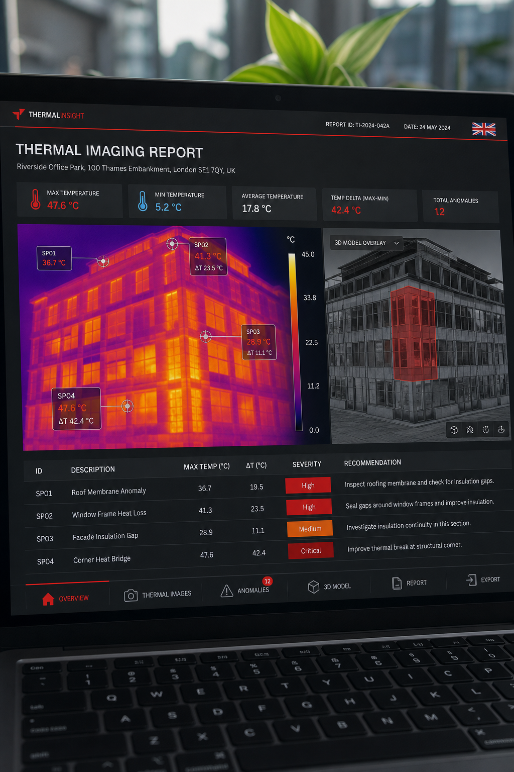 detailed thermal report for commercial building