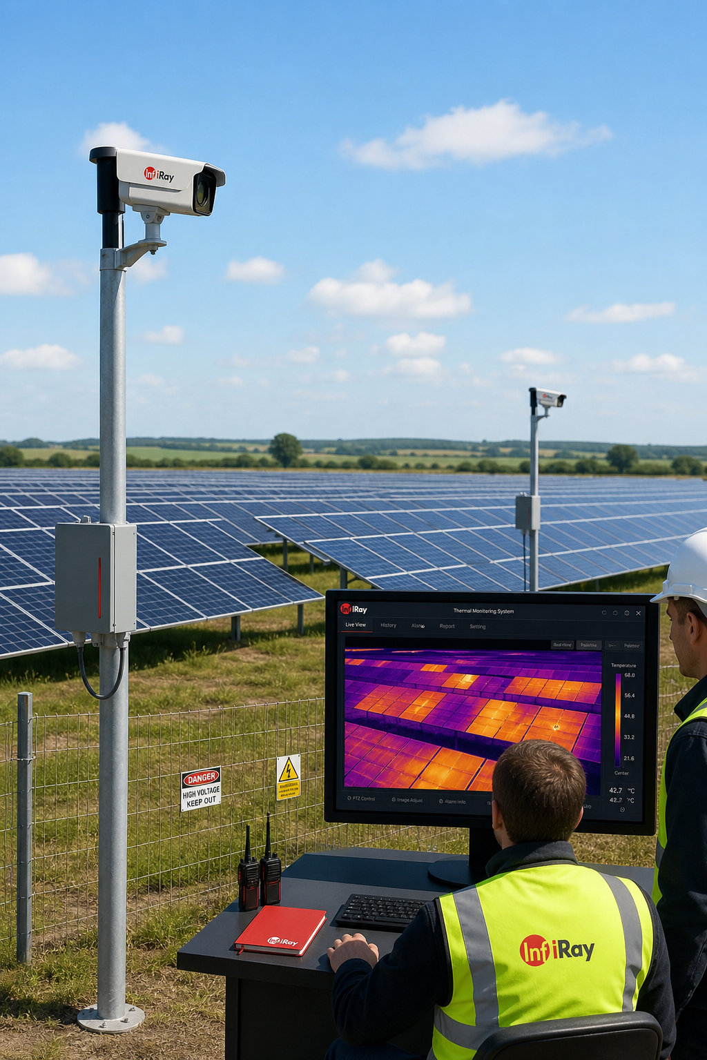 fixed‑mount thermal monitoring system on commercial solar farm
