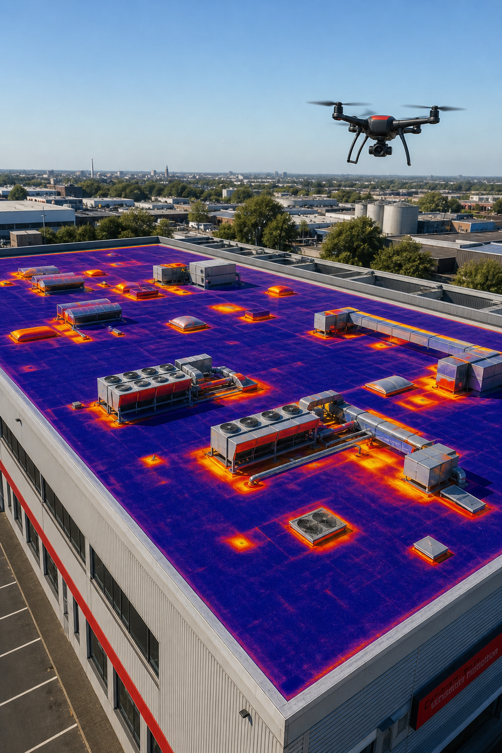 thermal imaging heat loss survey on commercial roof