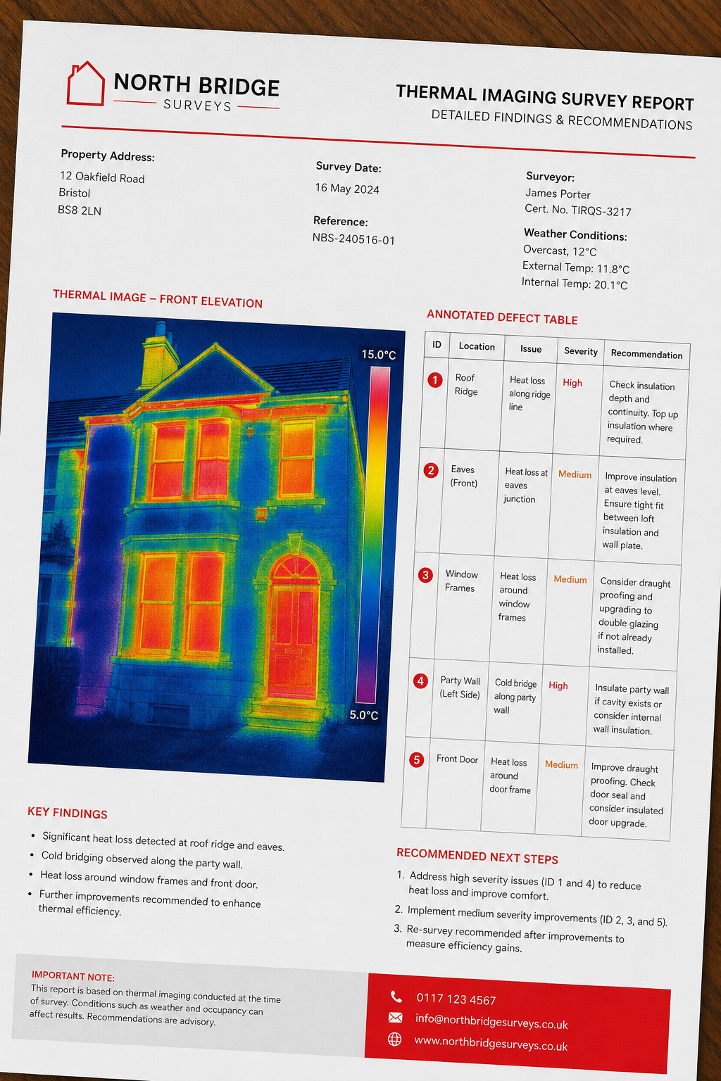 thermal imaging heat loss survey report with recommendations