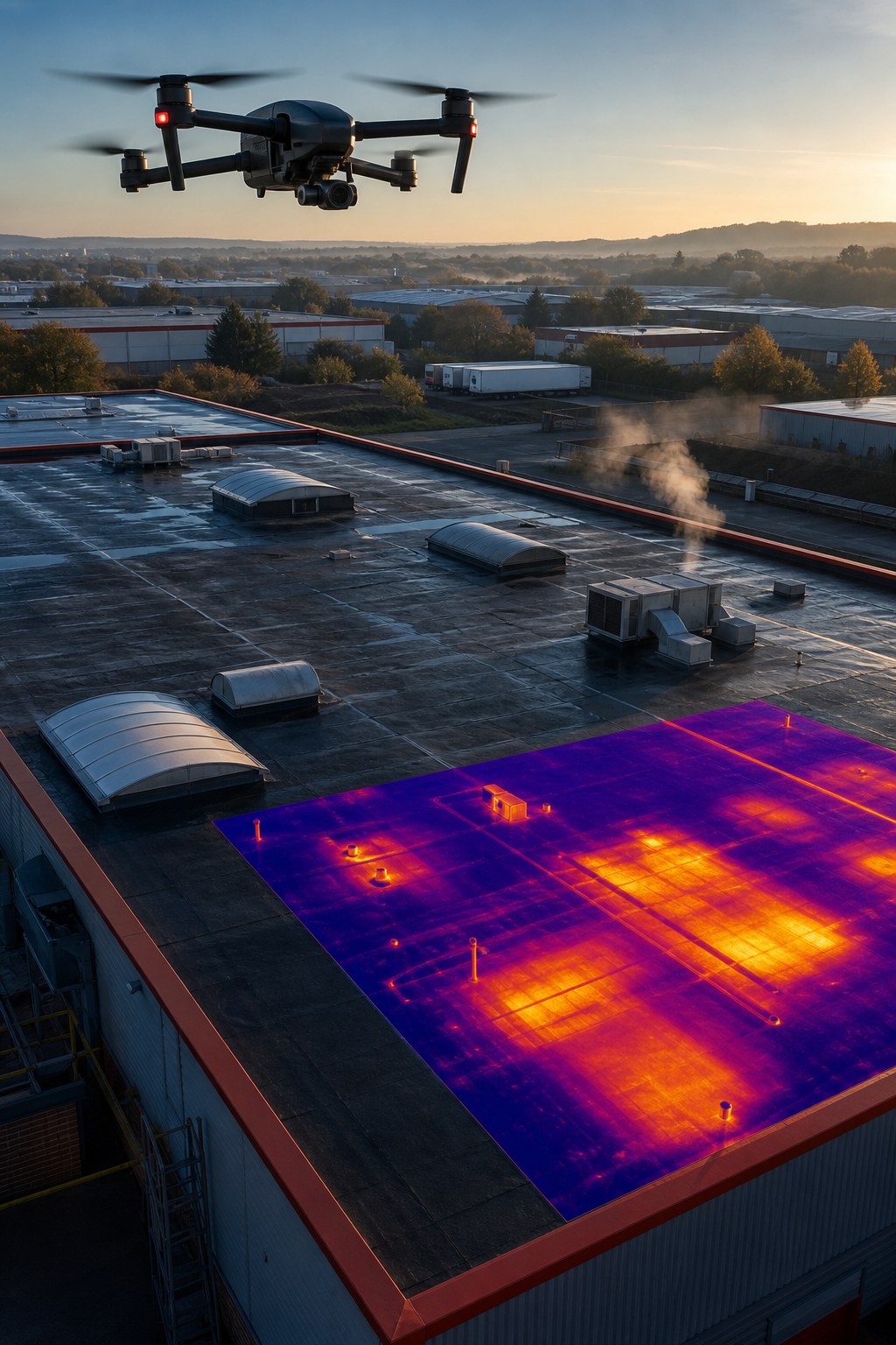flat roof drone survey thermal imaging
