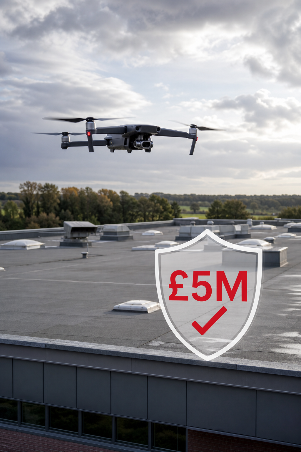 industrial roof inspection drone covered by £5 M insurance