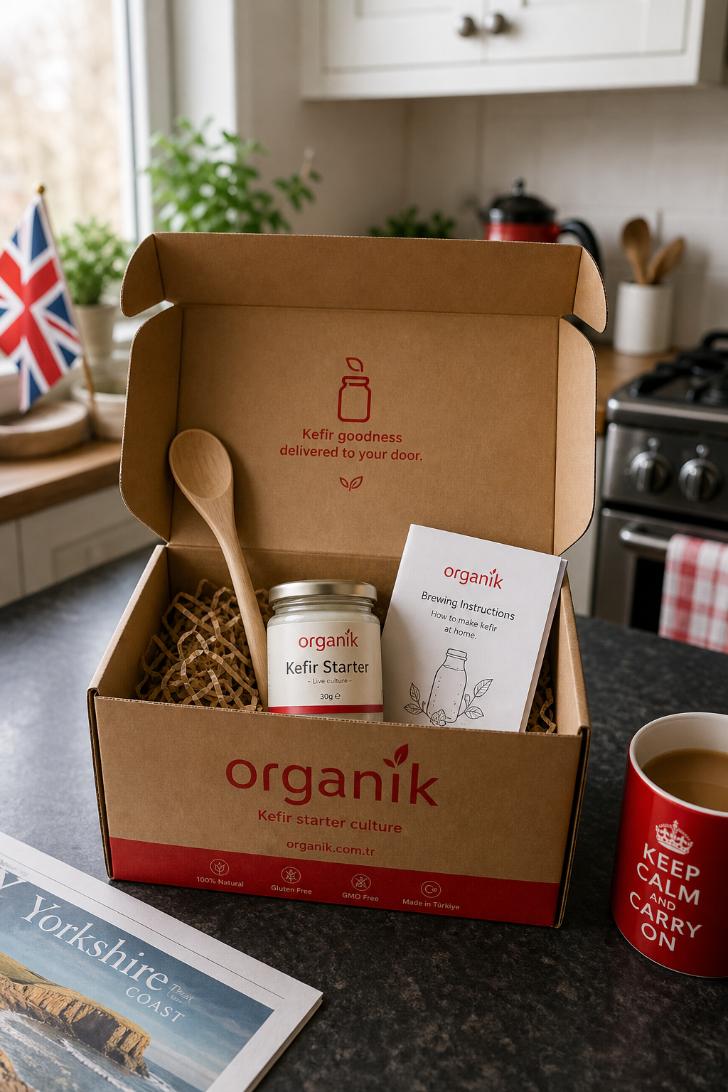 Organik kefir starter evinize teslim edildiği an.