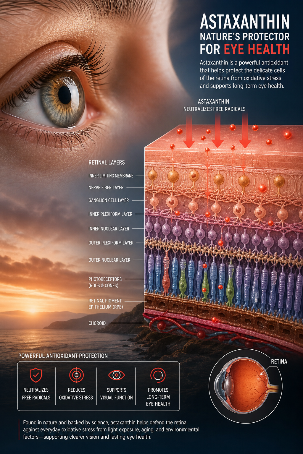 diagram of retinal protection by astaxanthin