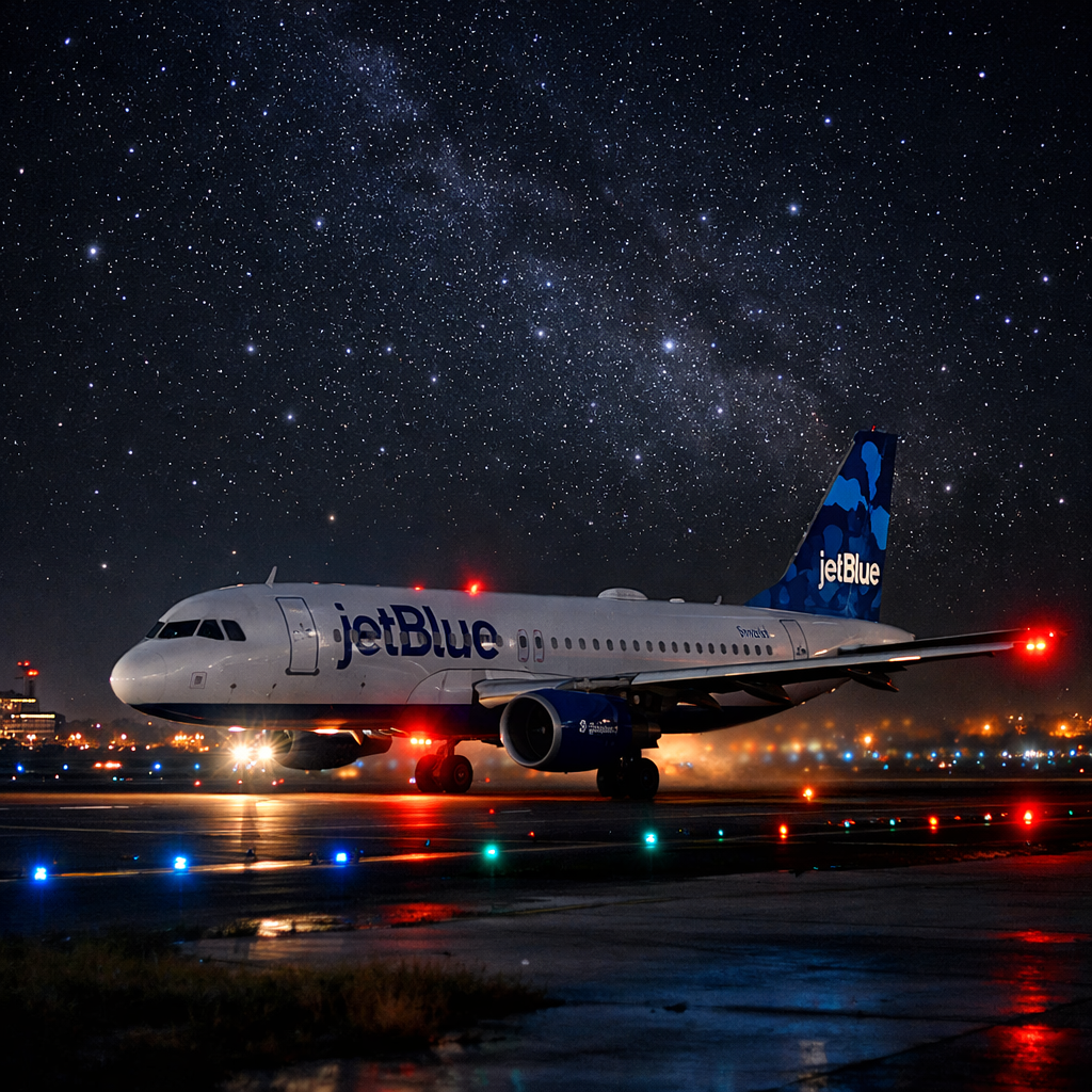 JetBlue red‑eye flight departure