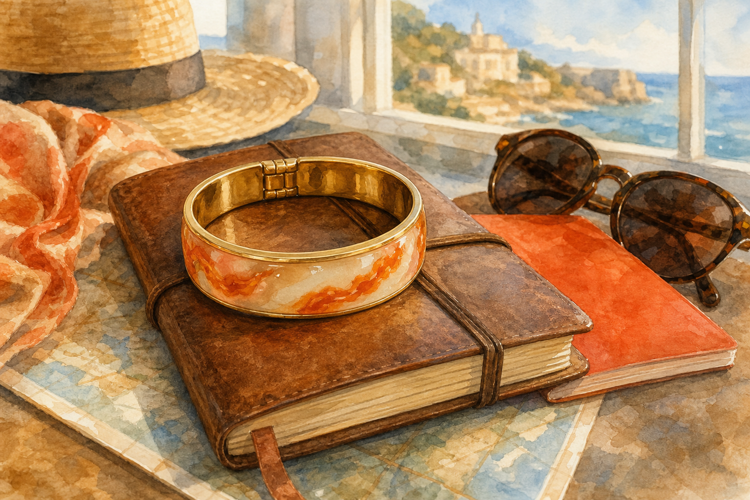 bold resin hinged magnetic gold cuff bangle travel jewelry