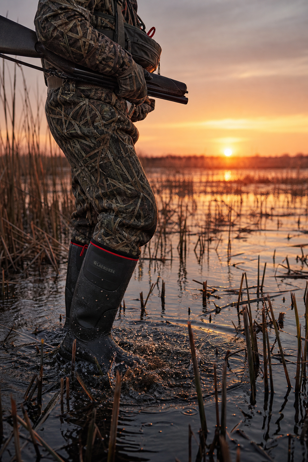 waterproof hunting boot in marsh environment