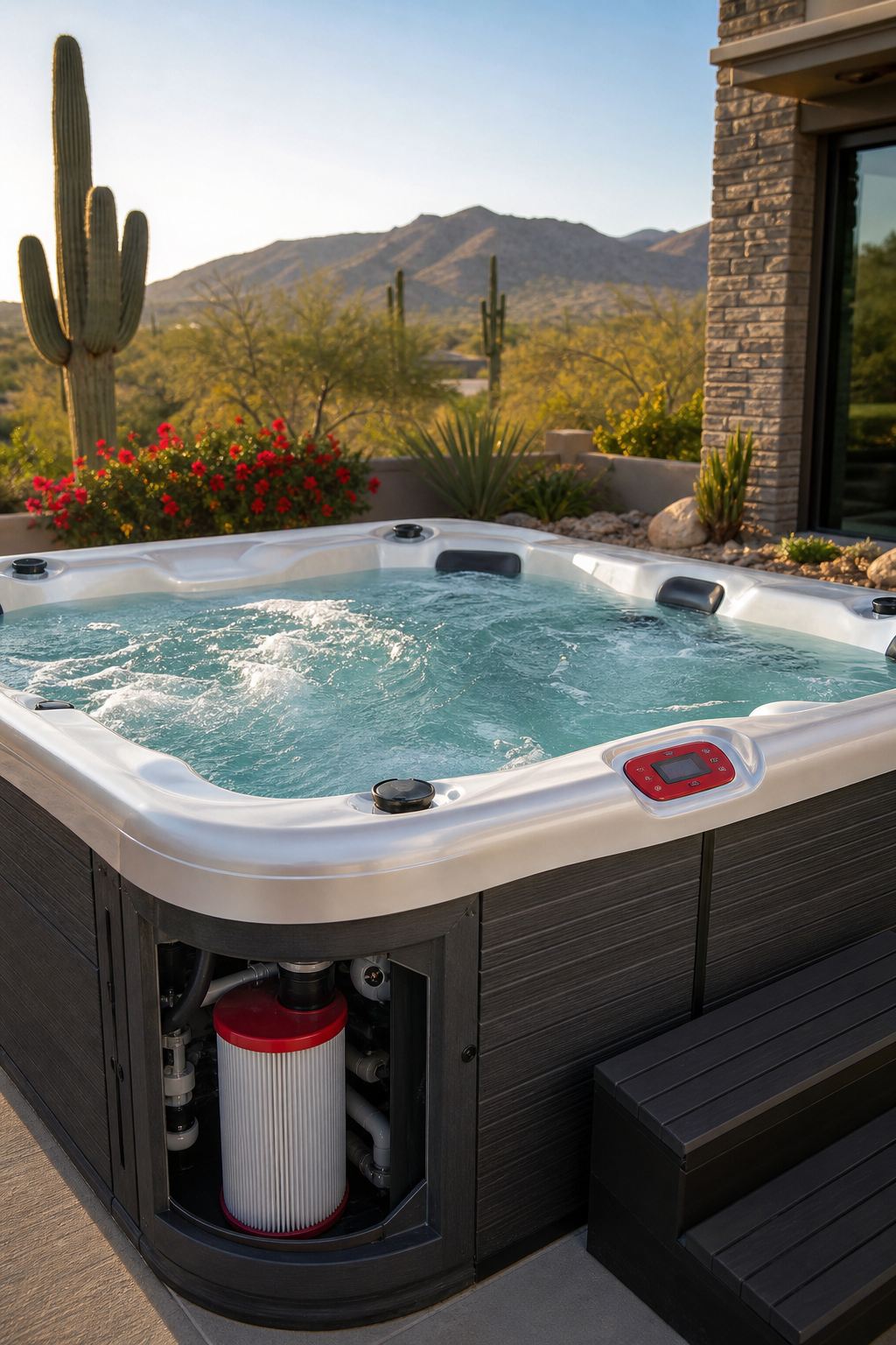 advanced circulation hot tub for mineral‑rich water