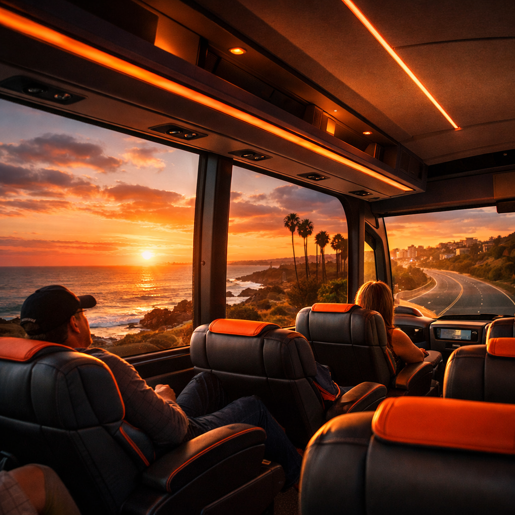 luxury charter bus San Diego coast travel