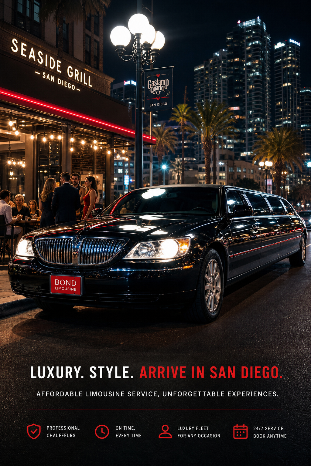 Luxury limo San Diego affordable night service