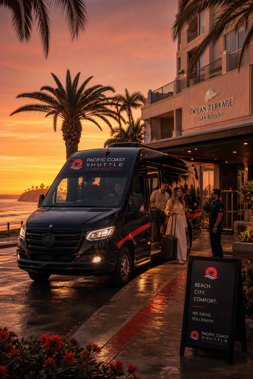 beachside shuttle service San Diego tourist transfers