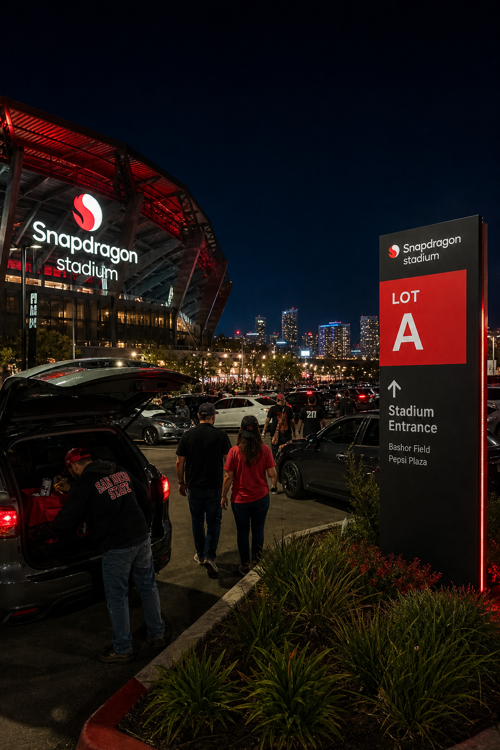Snapdragon Stadium on‑site parking Lot A