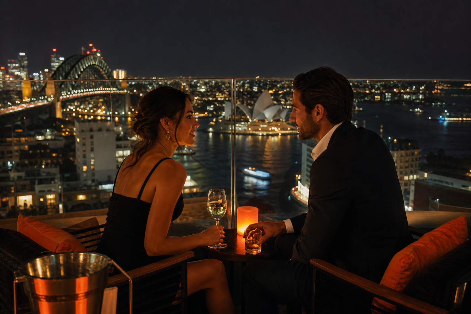discreet escort rooftop Sydney night