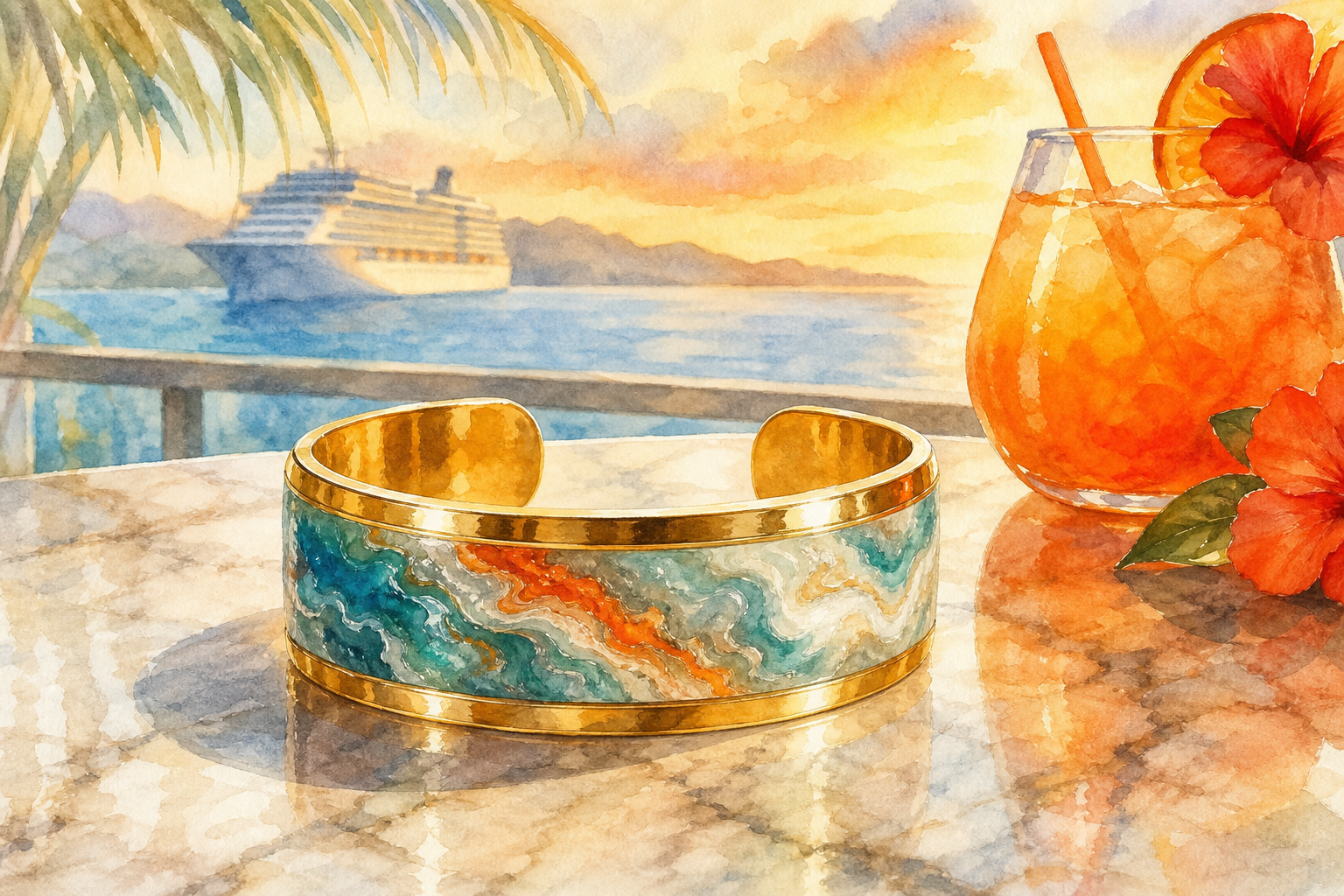 bold magnetic gold cuff for cruise couples