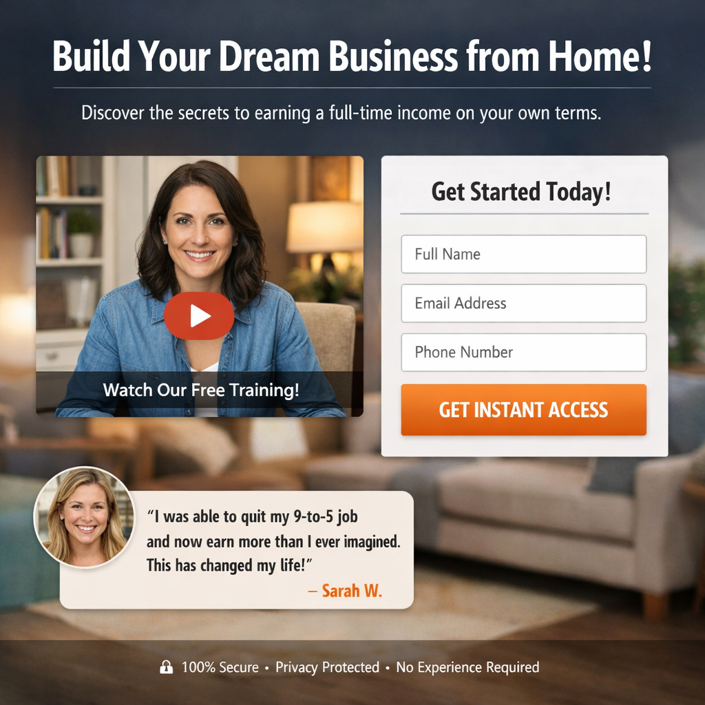 optimized lead capture landing page for network marketers