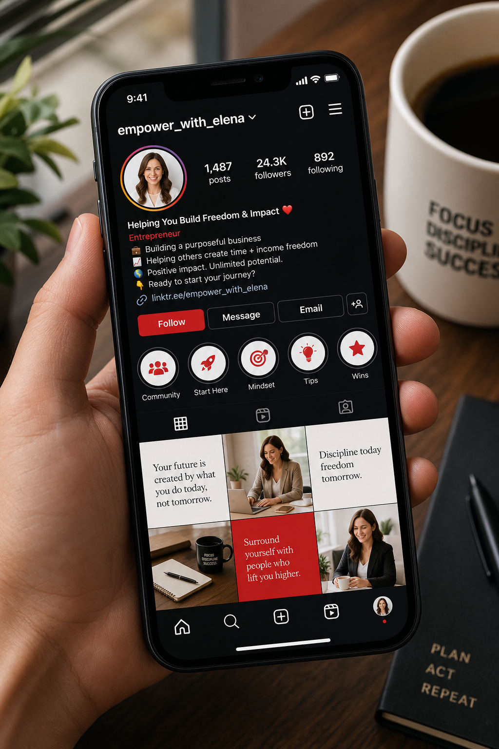 Optimized Instagram business profile for network marketing