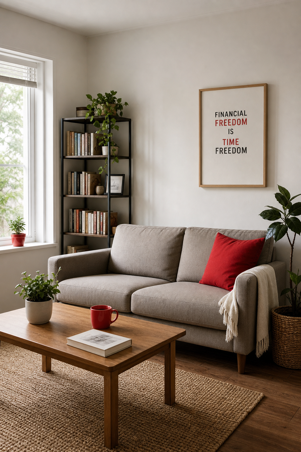 minimalist living room for financial independence