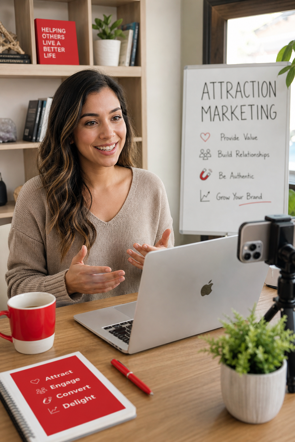 home‑based entrepreneur applying attraction marketing
