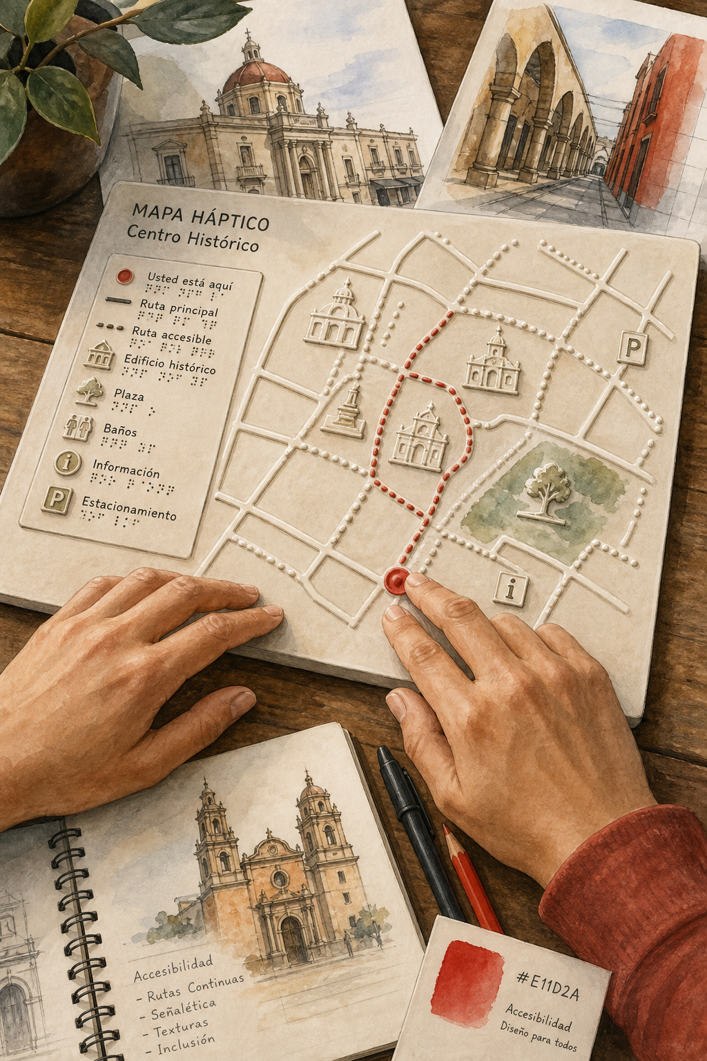 mapa háptico Braille tactile map illustration