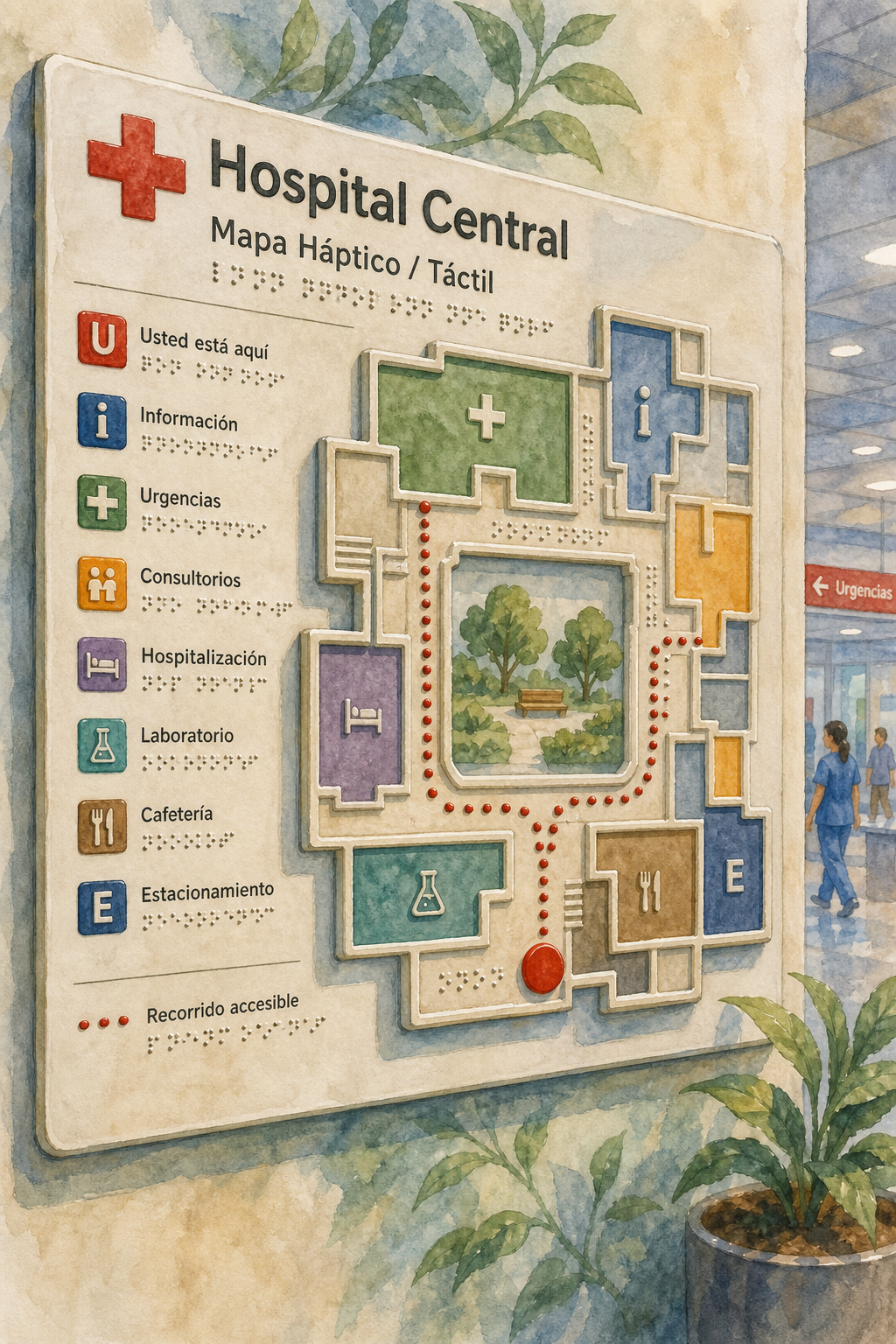 mapas hápticos relieve hospital