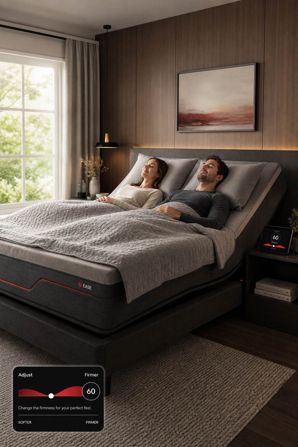 smart bed with adjustable firmness controls
