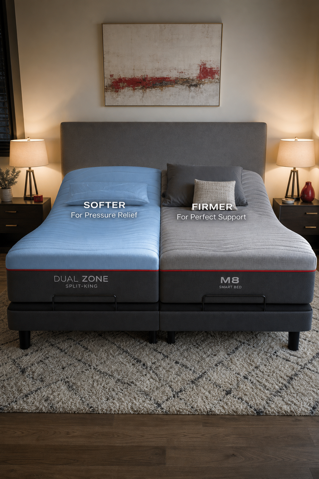 Smart bed dual zone firmness