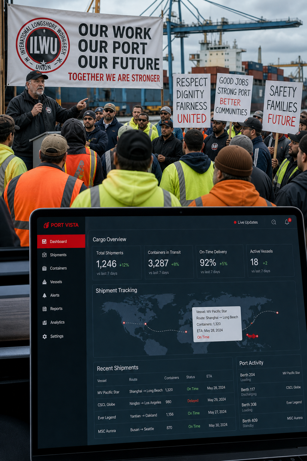 longshore workers union meeting and technology interface.