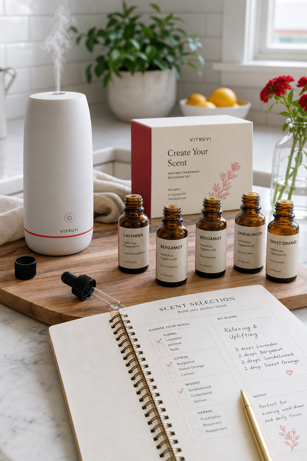 custom non‑toxic scent bundle creation scene