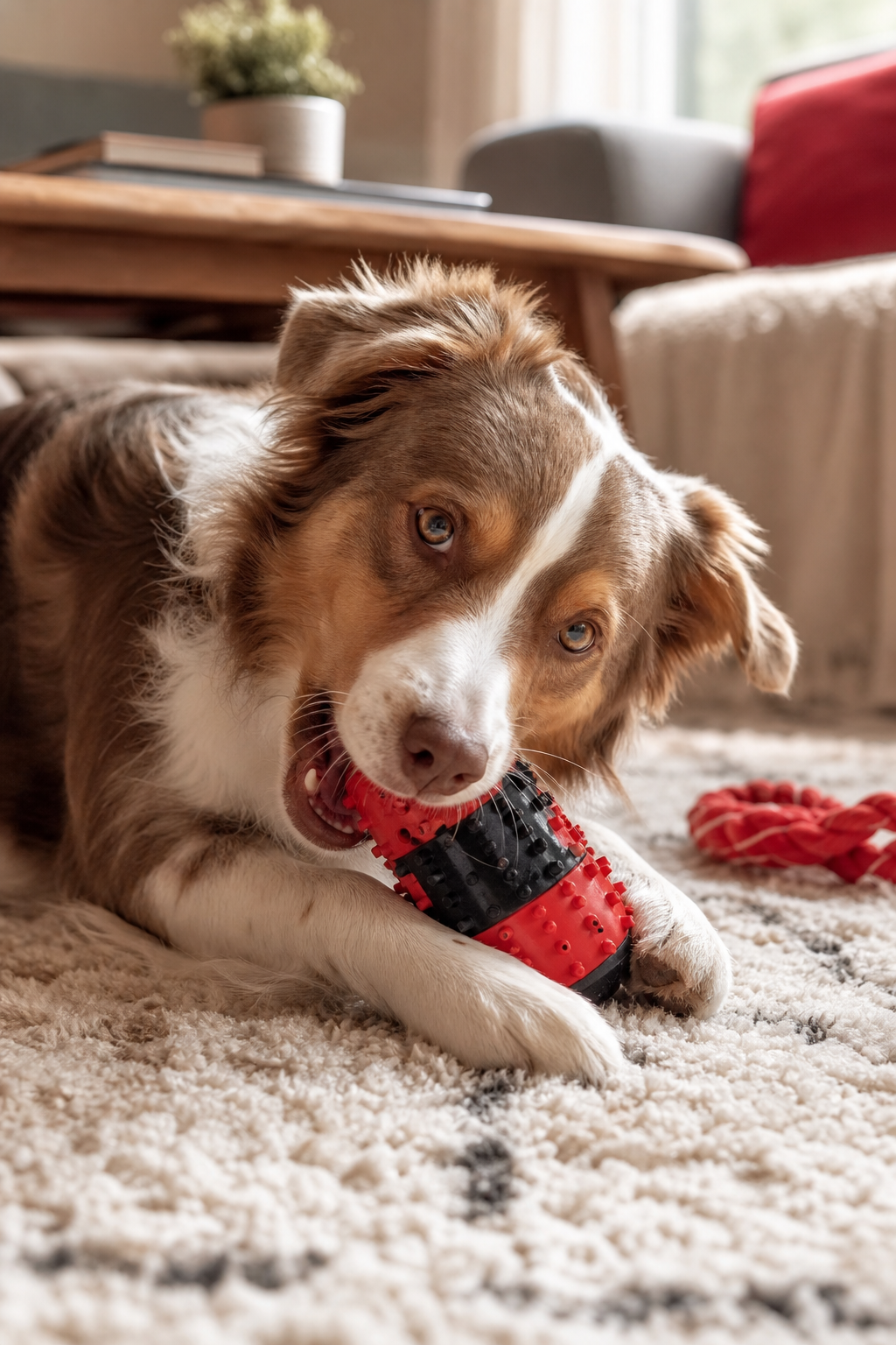 dog chewing interactive chew toy for anxiety relief