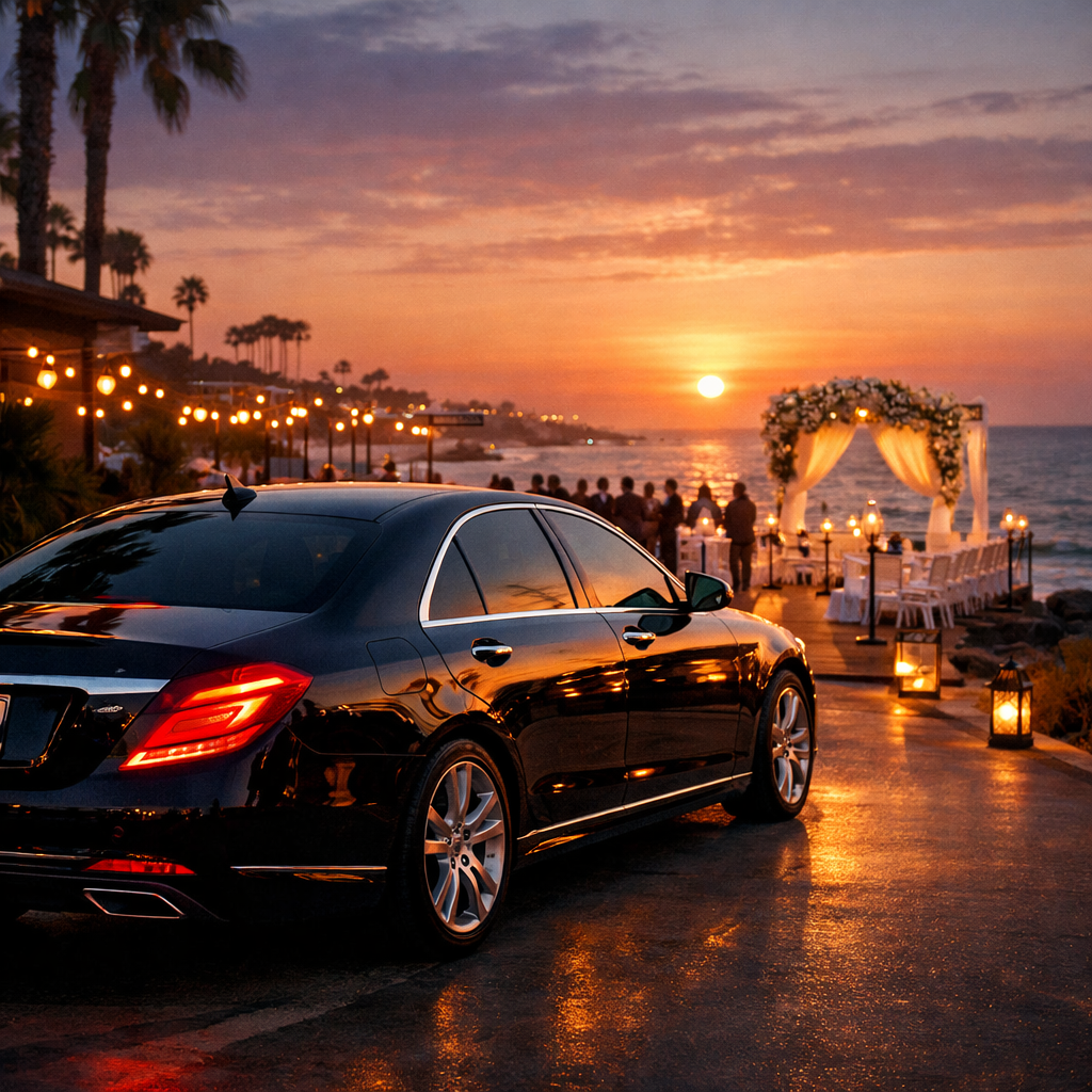 luxury sedan wedding transportation San Diego