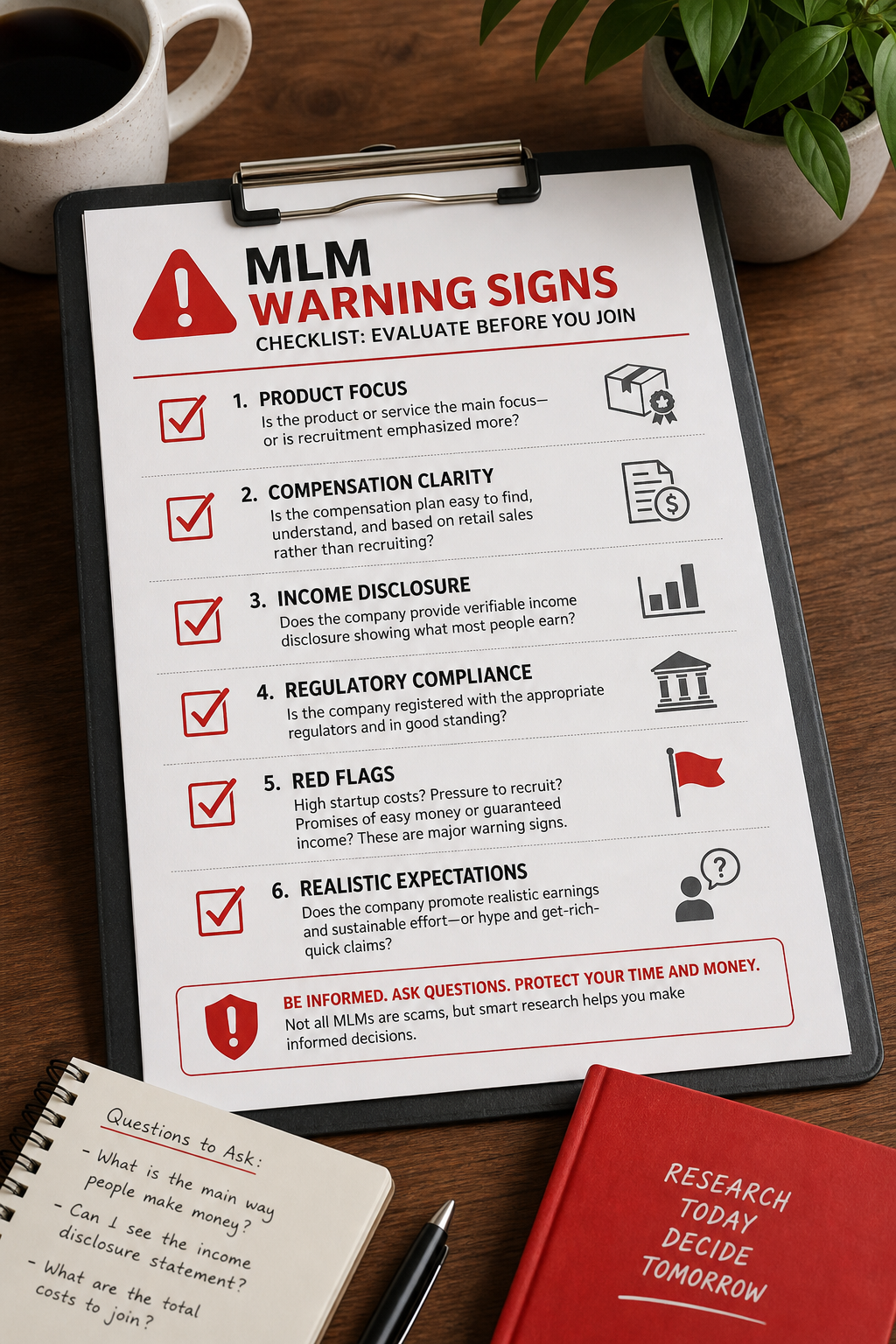 MLM scam warning signs checklist
