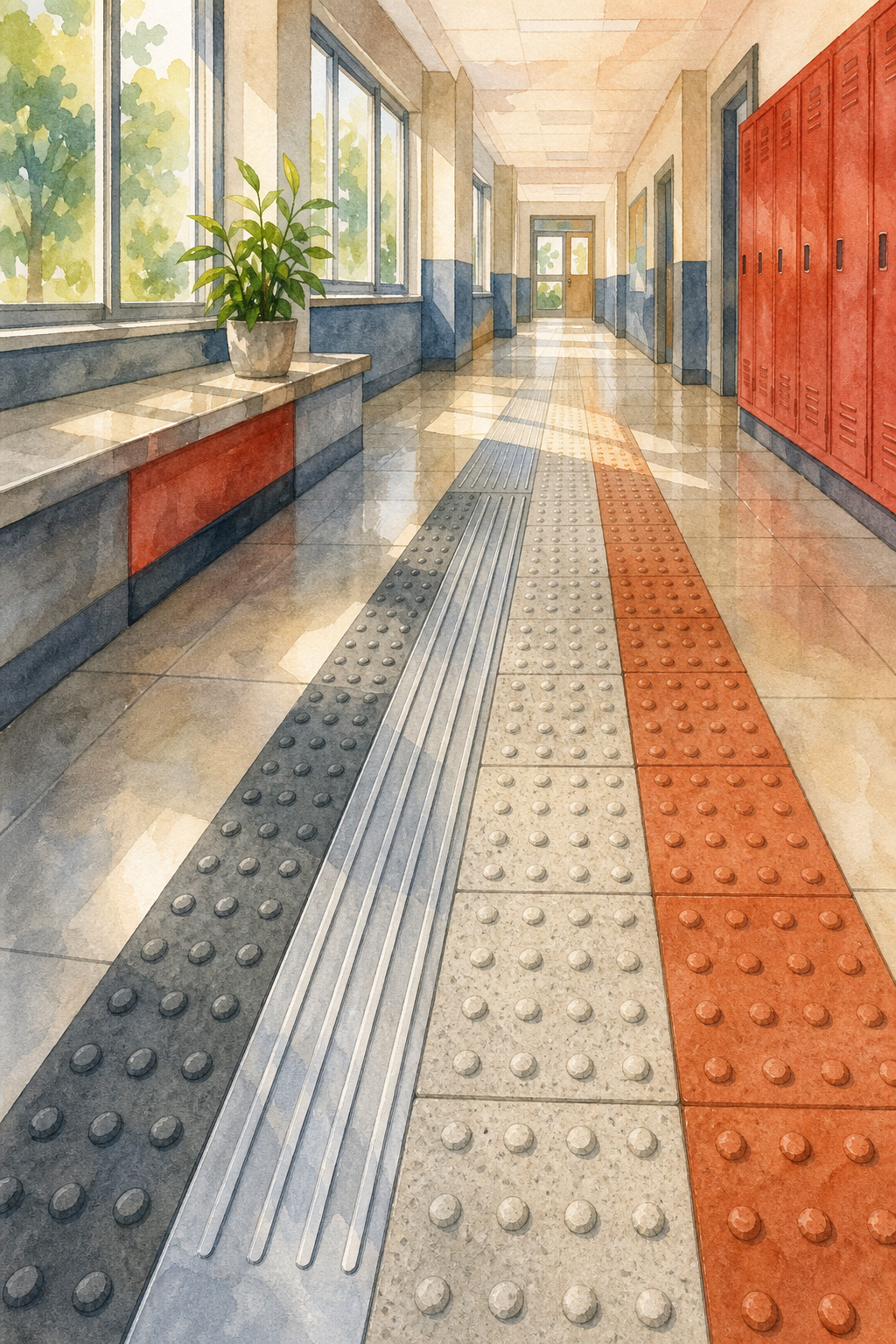losetas podotáctiles escolares diferentes materiales