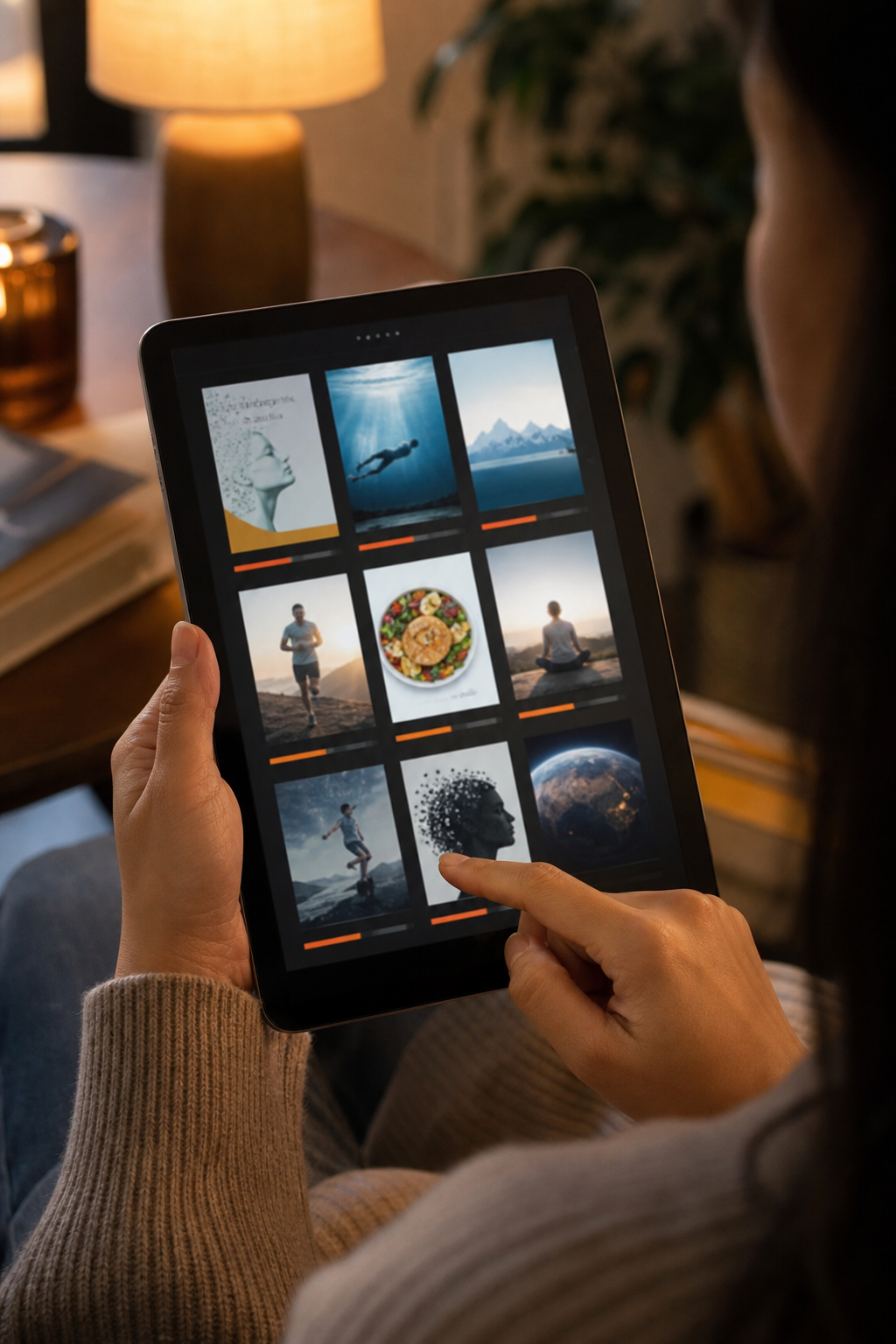 reader browsing genre-specific book ads on a tablet for non-fiction book advertising.