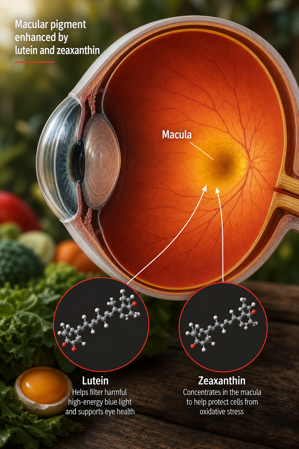 macular pigment enhanced by lutein and zeaxanthin