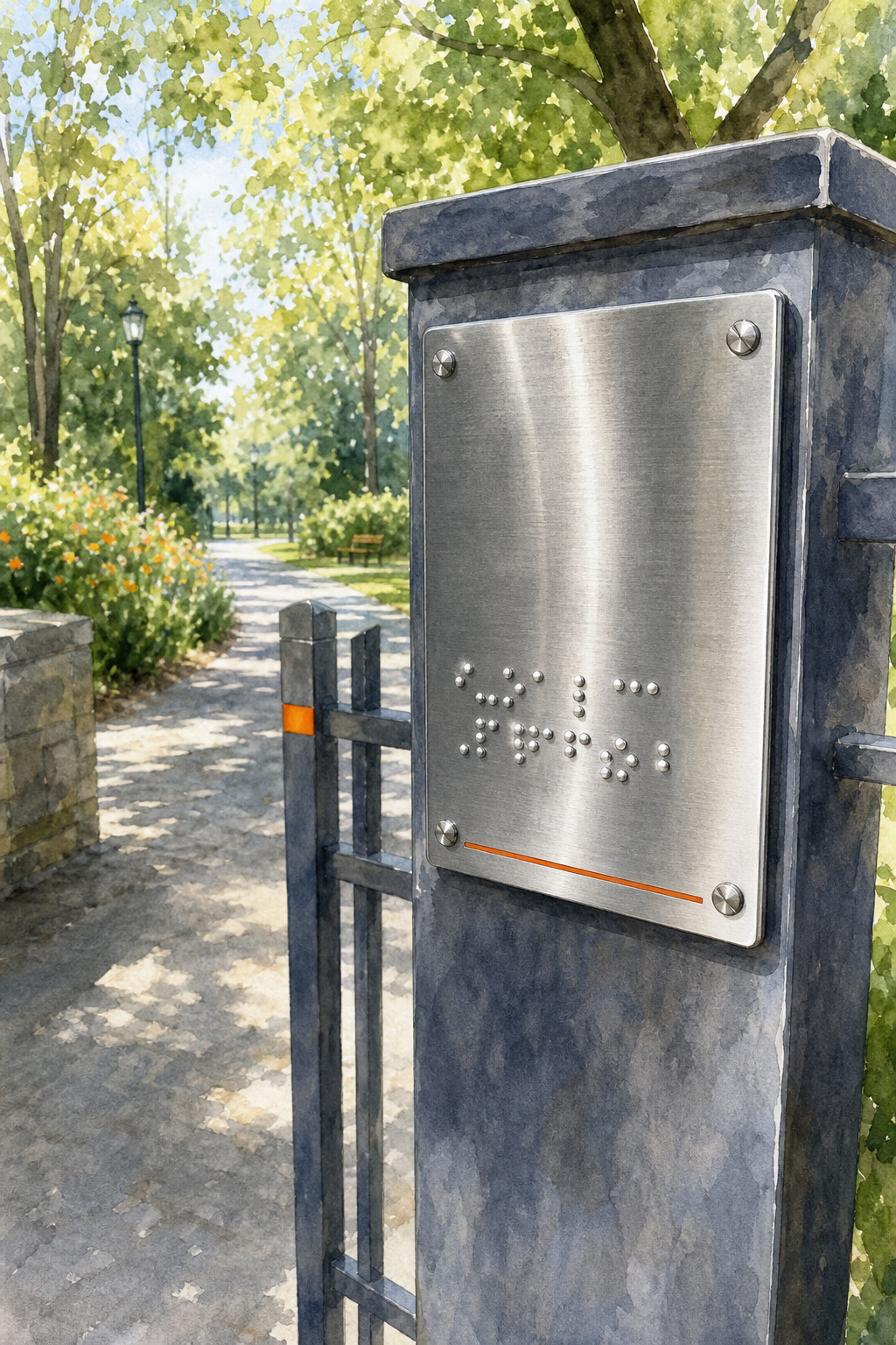 señalética Braille acero inoxidable exterior