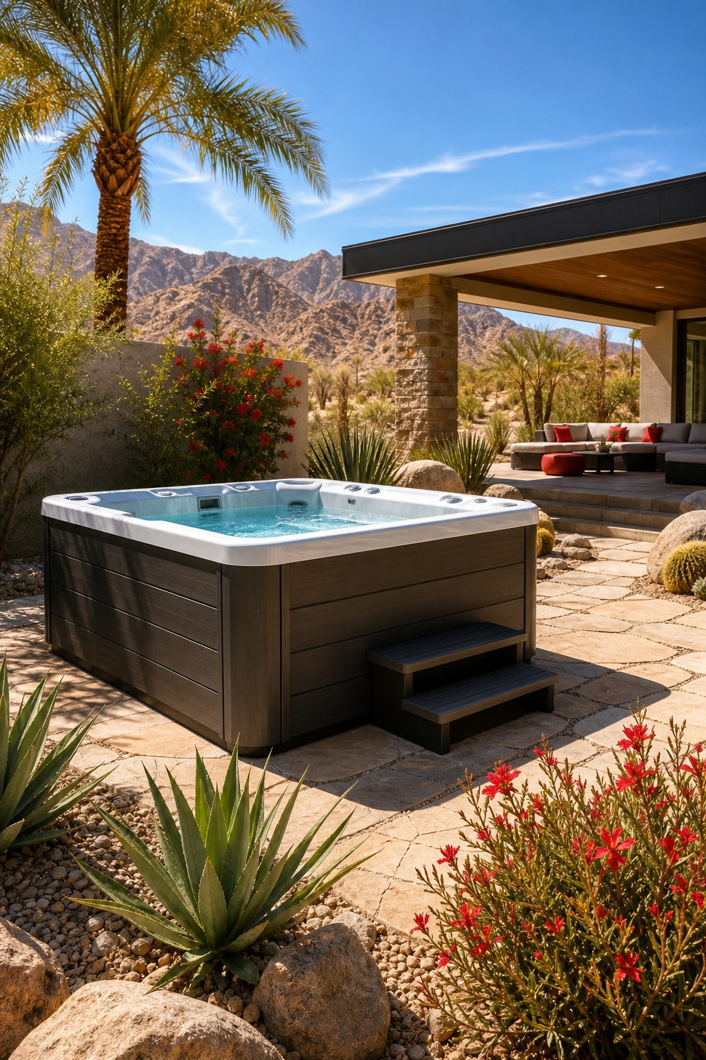 luxury hot tub installation in Coachella Valley