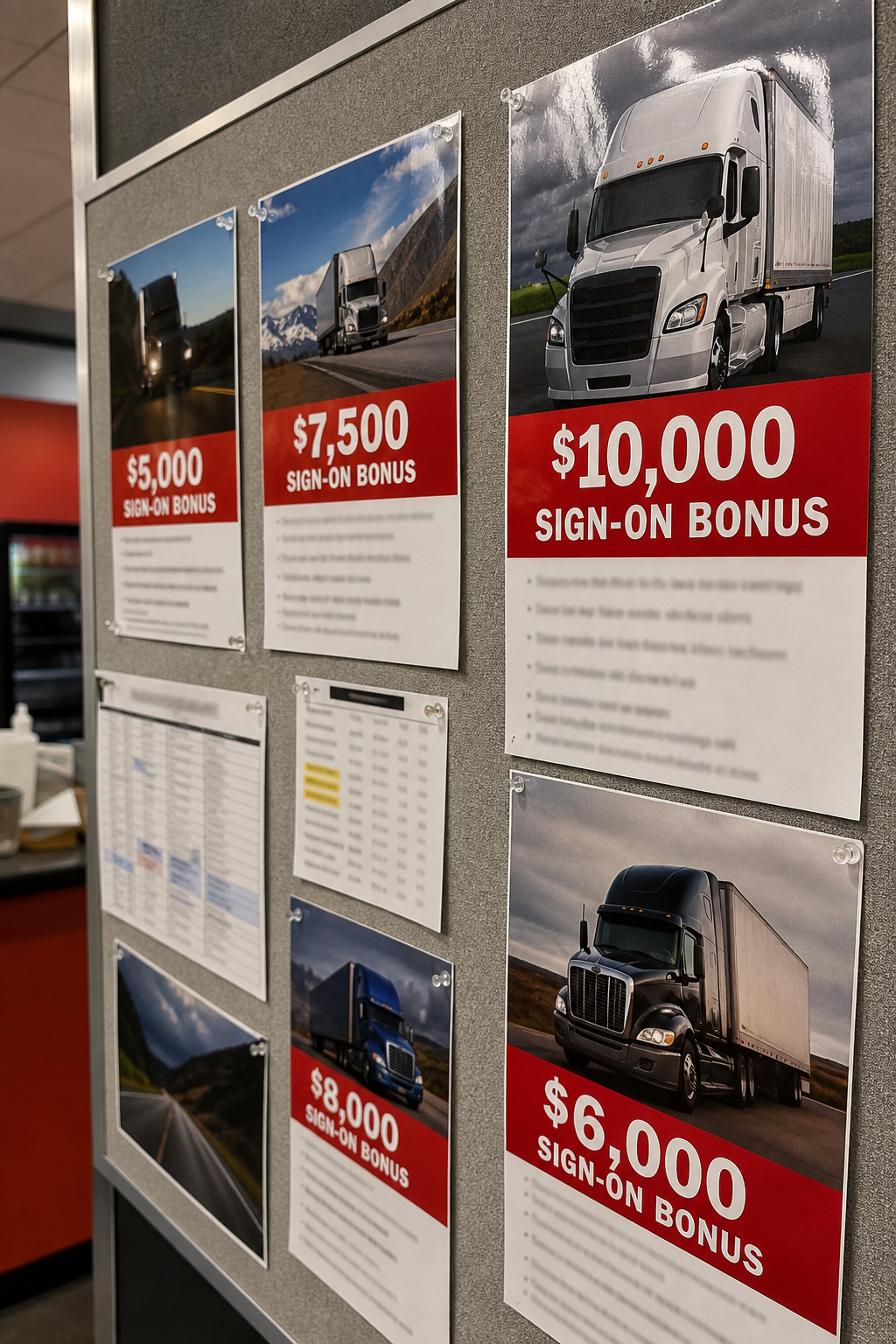 truck driver sign‑on bonus scam warning board