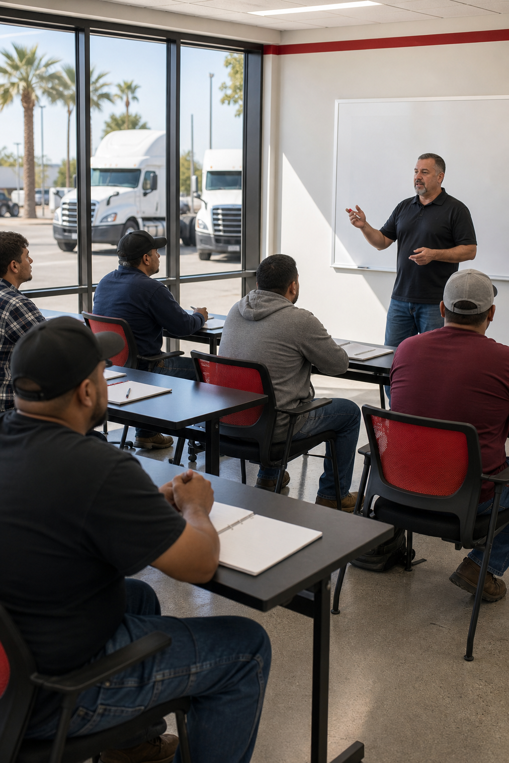 Private CDL training school classroom in California