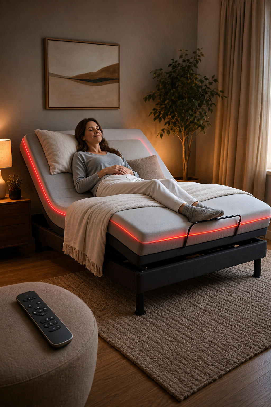 Adjustable air smart bed in use
