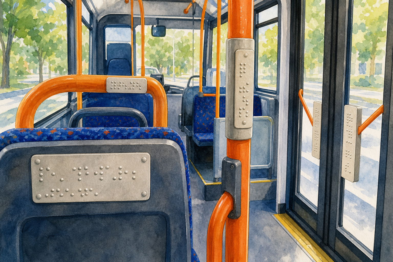 señalética Braille para autobuses interior bus illustration