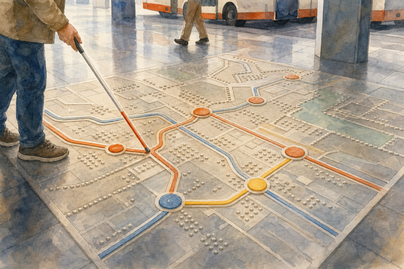 mapas hápticos en relieve para terminal de autobuses