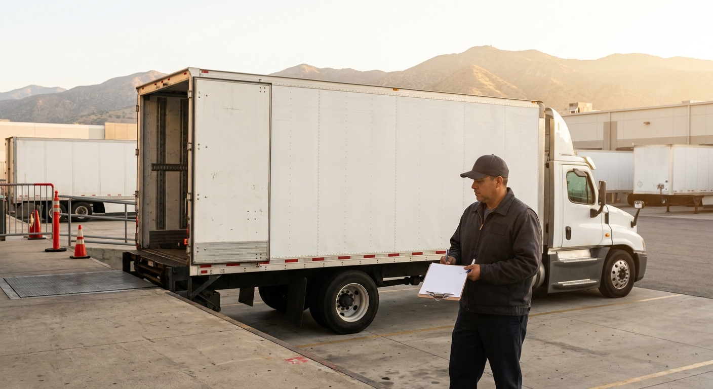 FedEx linehaul truck in Inland Empire loading dock