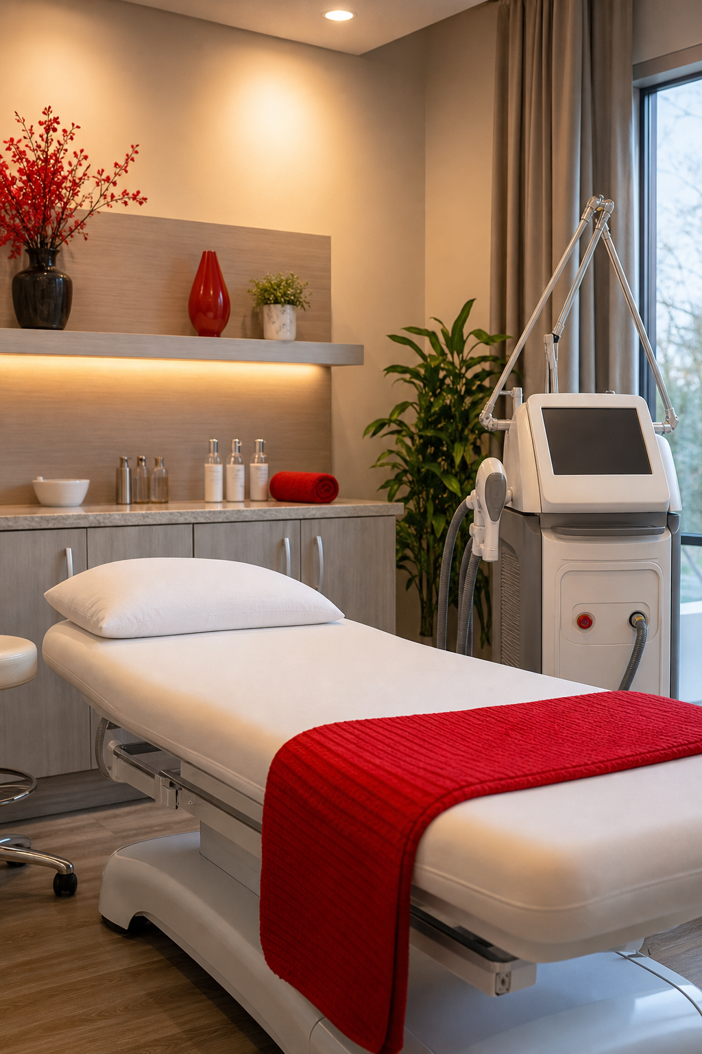 luxury medical spa laser hair removal treatment room in Edmond OK.