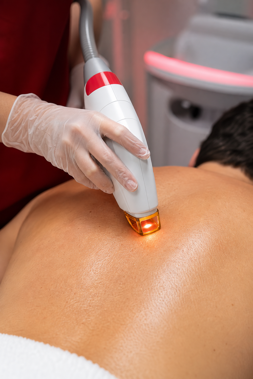 diode laser hair removal treatment on back at Edmond laser clinic.
