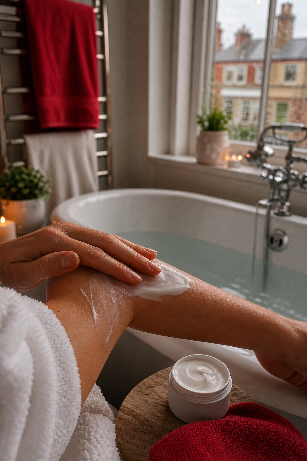magnesium body lotion being applied