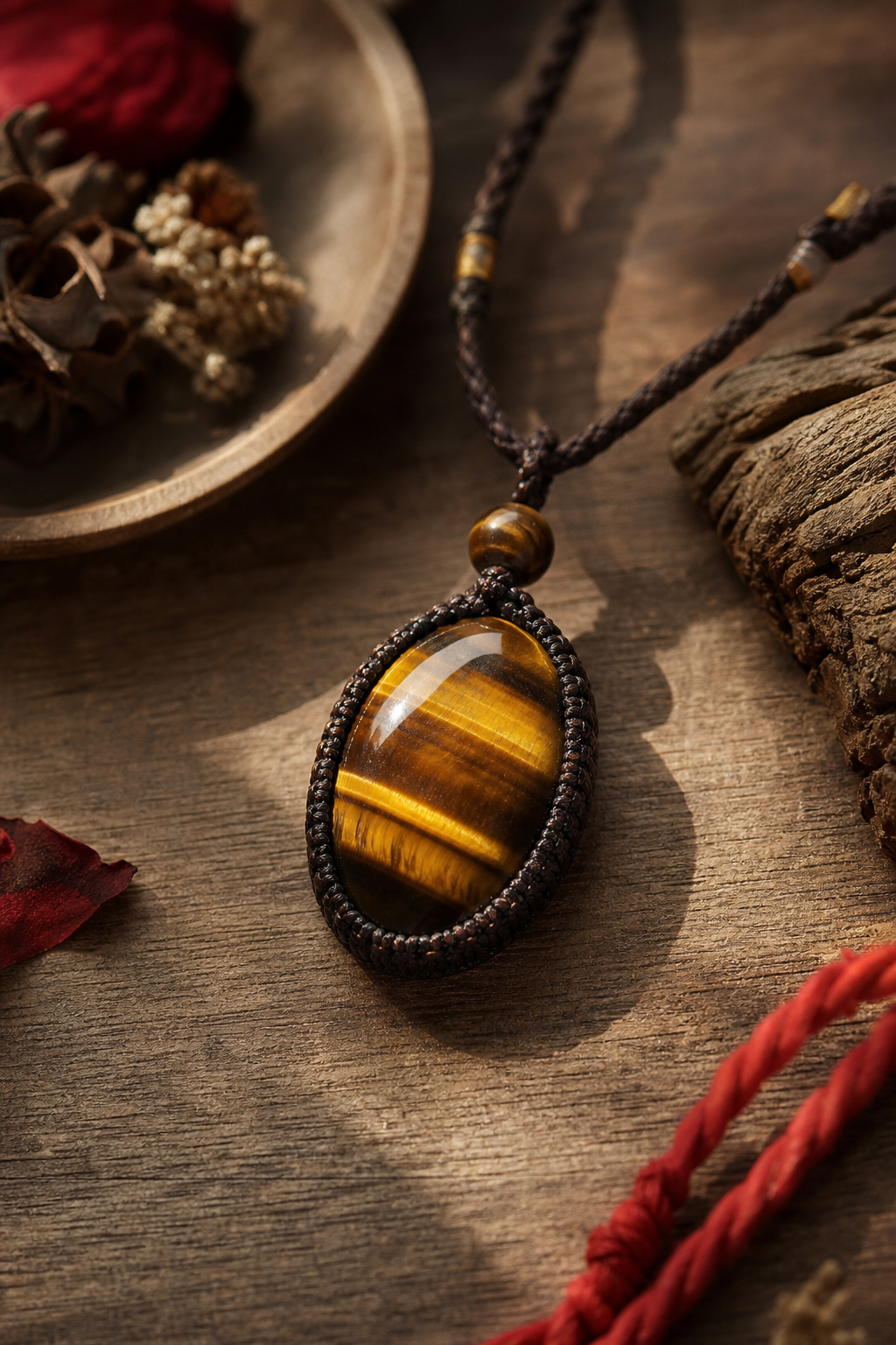 tiger eye crystal necklace for grounding and protection.