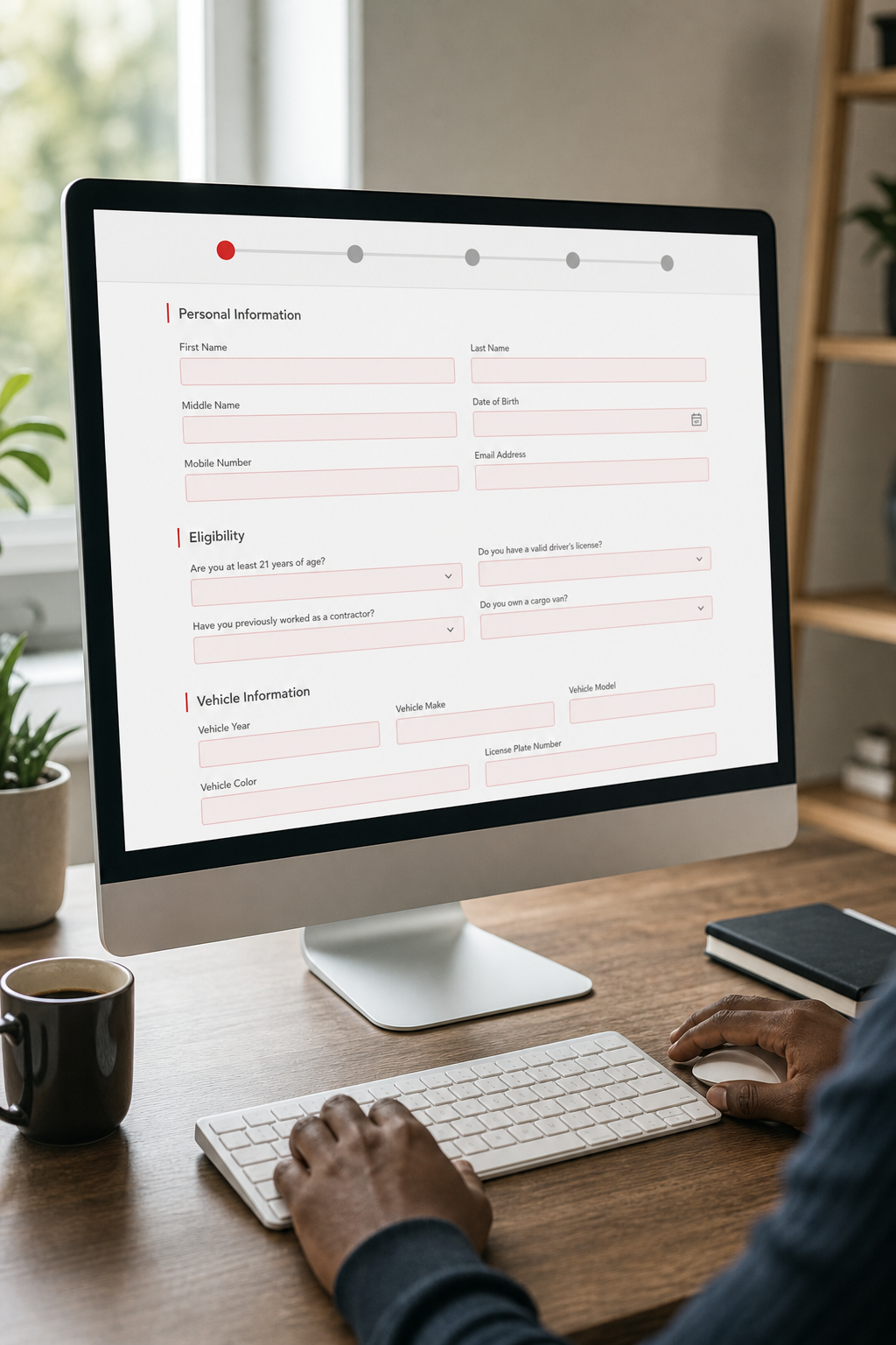 Online FedEx contractor application interface.
